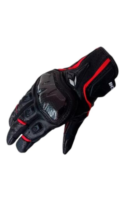 GUANTES MOTOCICLETA CUERO NEGRO ROJO TAICHI